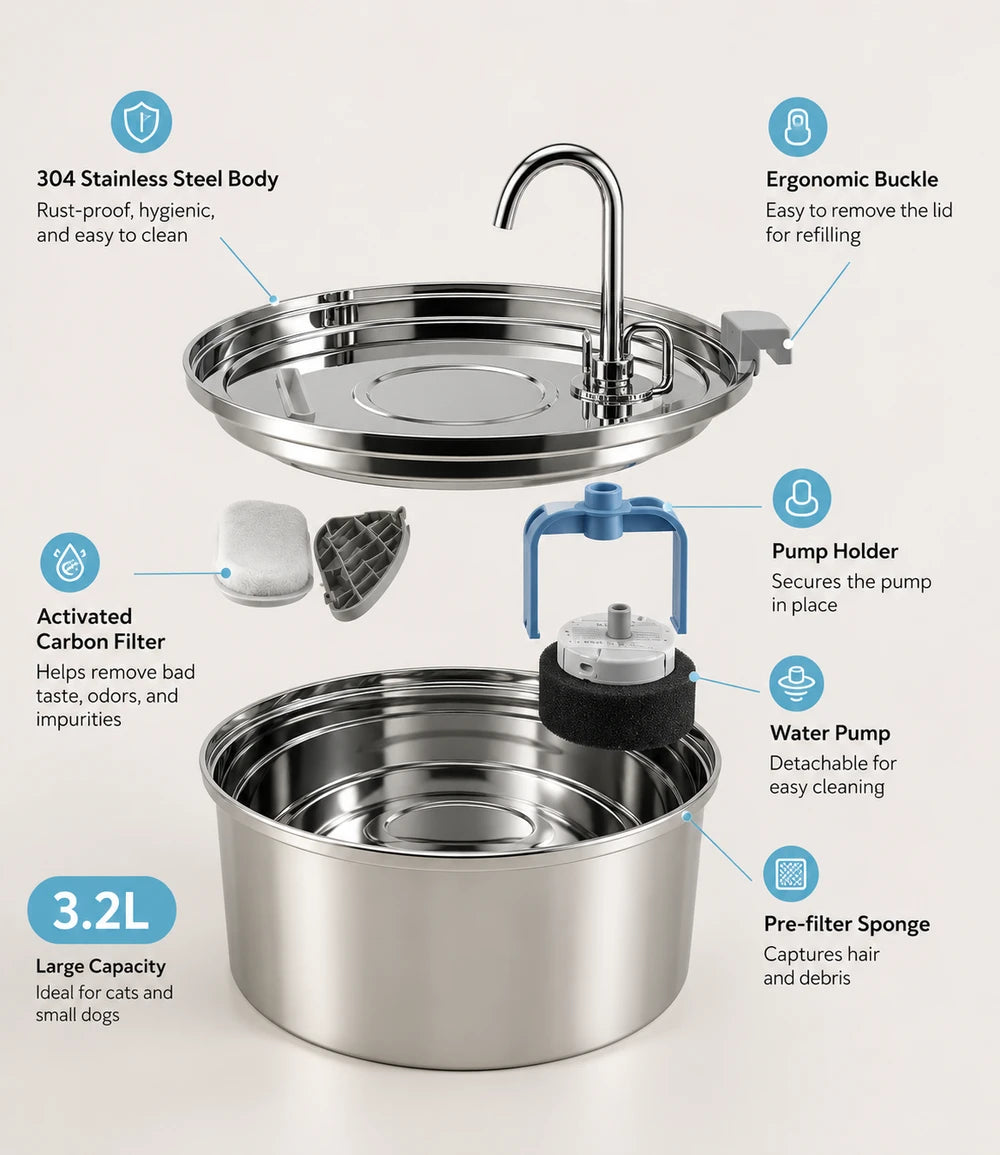 Stainless Steel Pet Water Fountain